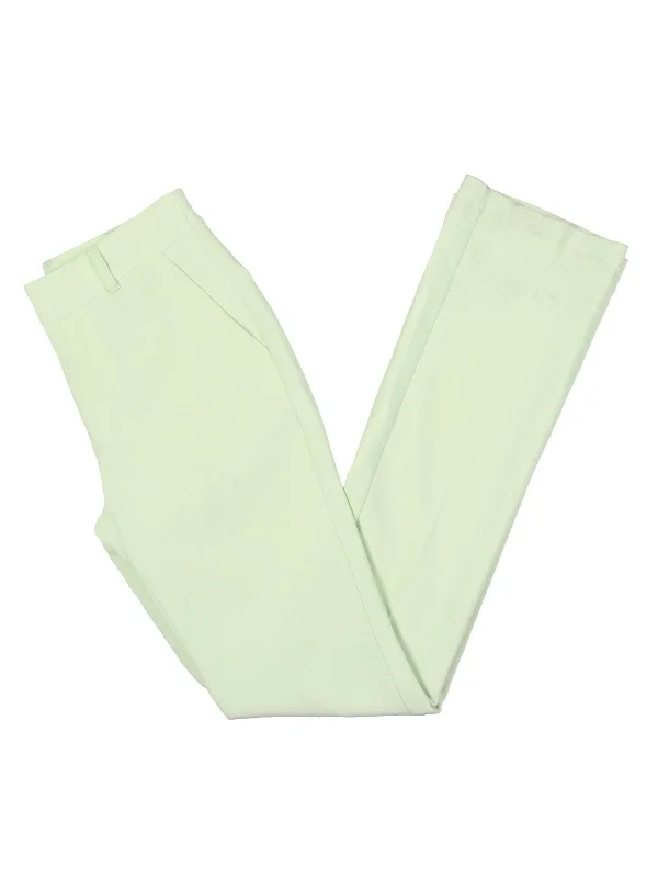 Womens High Rise Solid Straight Leg Pants